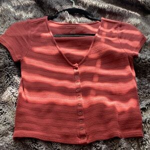 American Eagle Outfitters Terracotta Button-Up Crop Top
